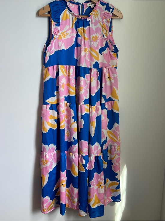 Umgee Dresses & Skirts - Umgee | Blue Flowy Lightweight Dress with Large Pink and Yellow Print Size S